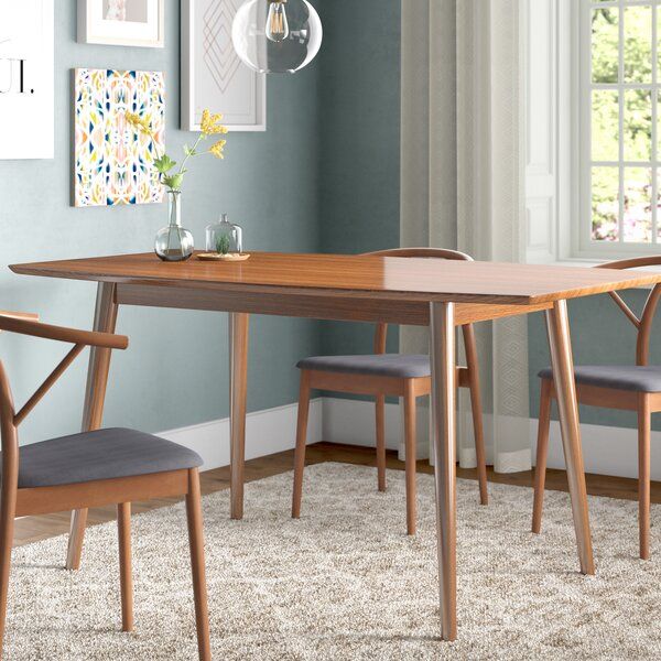 Midcentury Dining Table | Wayfair Throughout Rustic Mid Century Modern 6 Seating Dining Tables In White And Natural Wood (Photo 19 of 25)