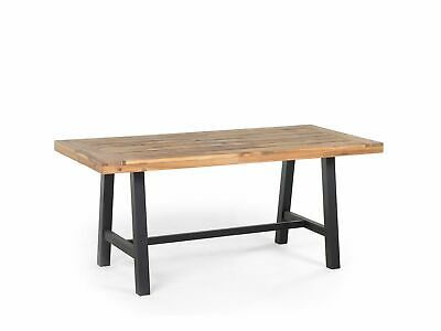 Modern Country Garden Dining Table Acacia Wood Black Legs Scania | Ebay Intended For Acacia Dining Tables With Black Legs (View 25 of 25)
