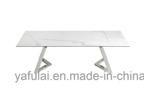 Modern Extension Tempered Glass Ceramic Top Stainless Steel Inside Modern Glass Top Extension Dining Tables In Stainless (View 2 of 25)