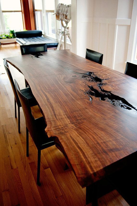 Modern Live Edge Slab Dining Table Claro Regarding Walnut Finish Live Edge Wood Contemporary Dining Tables (View 2 of 25)