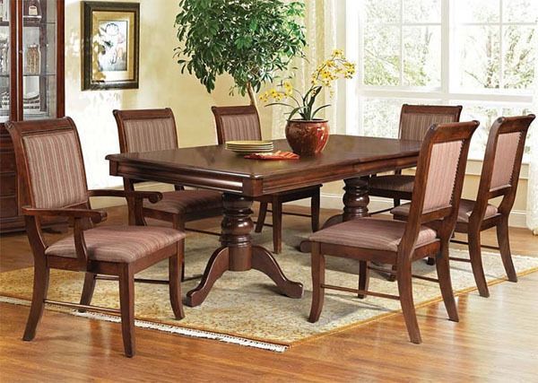New 7Pc Phillipe Espresso Finish Wood Dual Pedestal Dining Table Set Intended For Cappuccino Finish Wood Classic Casual Dining Tables (View 12 of 25)