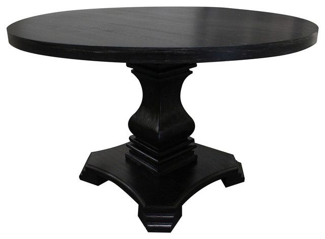 Newport Antique Black Round Dining Table In Antique Black Wood Kitchen Dining Tables (View 13 of 25)