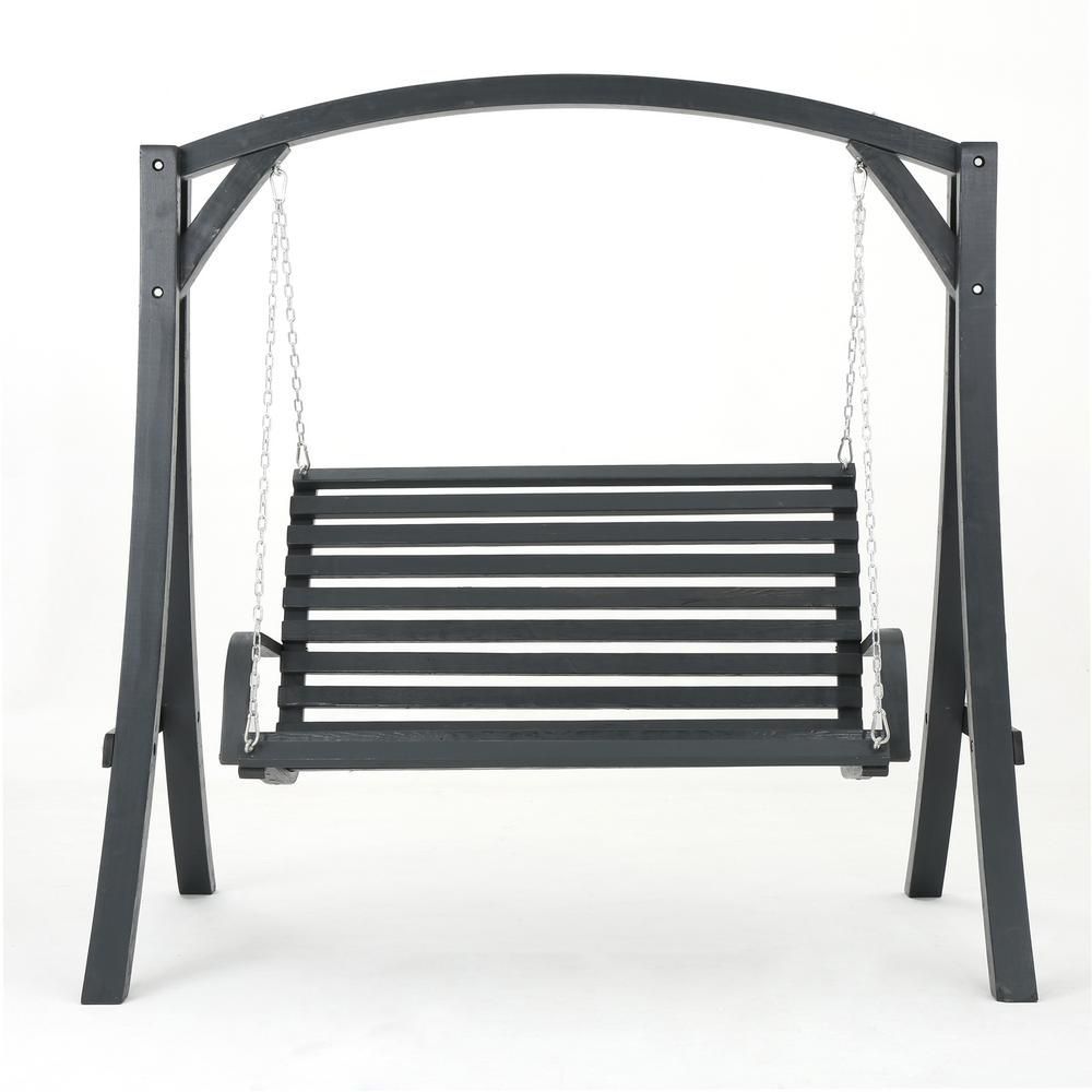Noble House 2 Person Gray Wood Patio Swing In 2019 In 2 Person Black Wood Outdoor Swings (View 3 of 25)