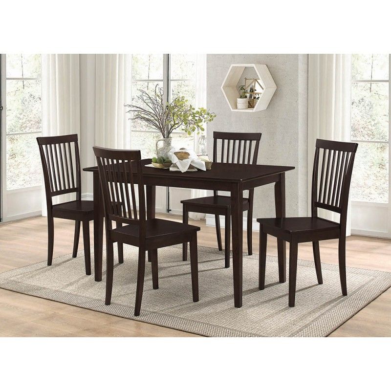 Oakdale Casual Cappuccino Five Piece Dinette Set With Regard To Cappuccino Finish Wood Classic Casual Dining Tables (View 18 of 25)