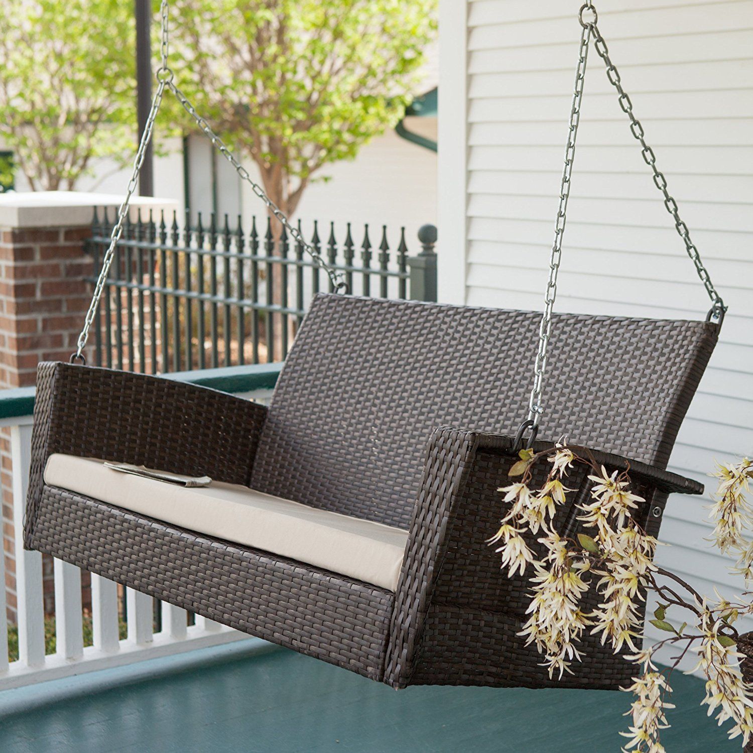 Outdoor. Attractive Porch Swing For Your Outdoor Decor Throughout Wicker Glider Outdoor Porch Swings With Stand (Photo 9 of 25)