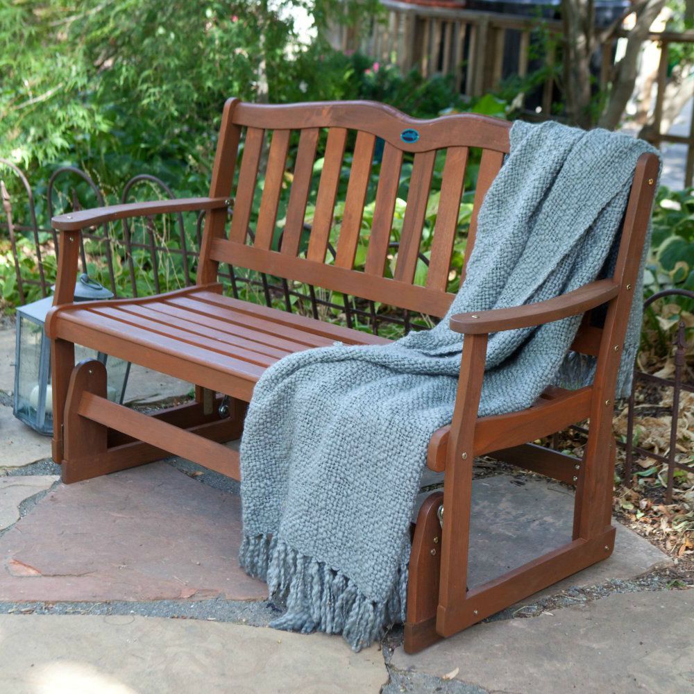 Outdoor Patio Glider Bench Rocker Loveseat Porch Deck Swing Within Low Back Glider Benches (View 10 of 25)