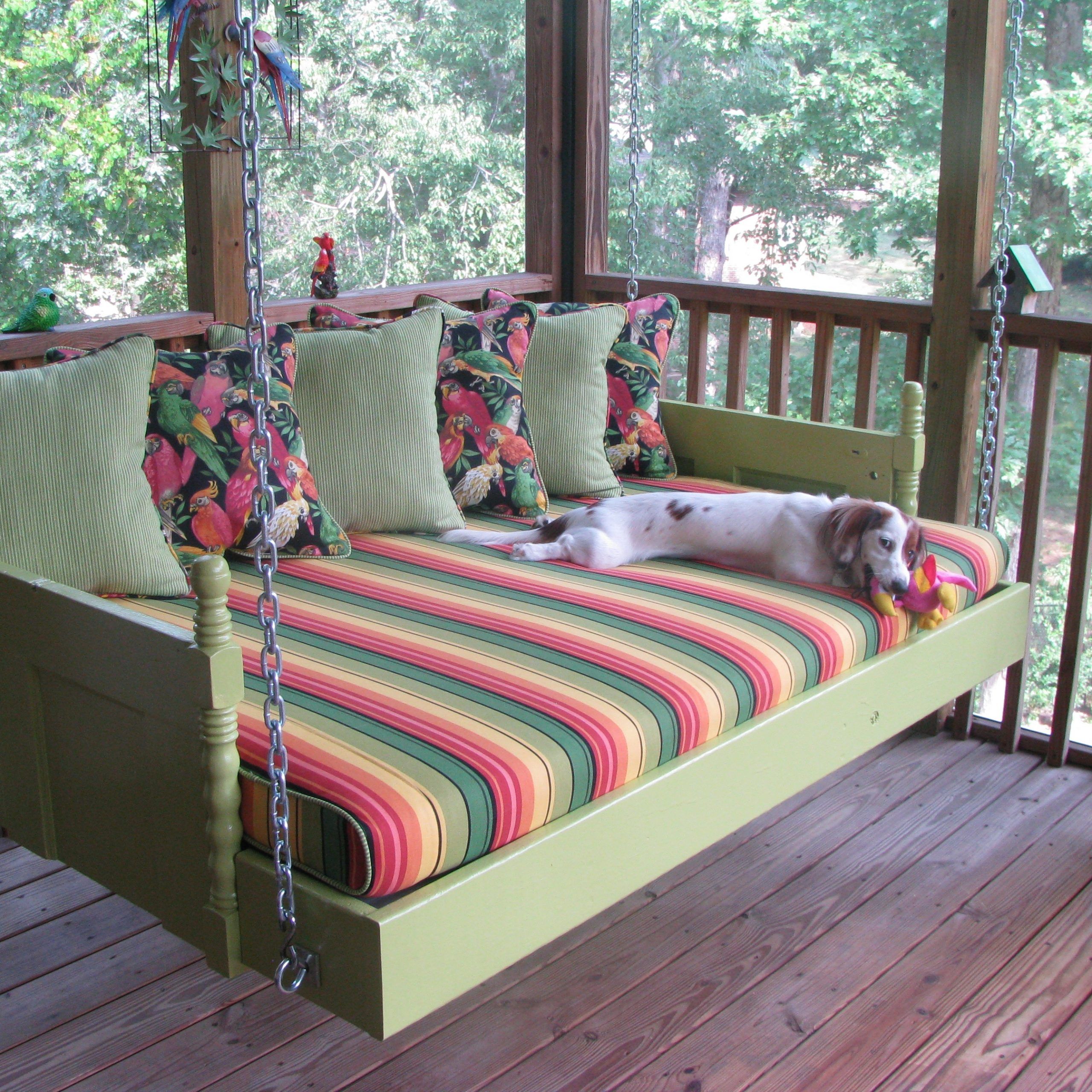 Outside Swing Cushions 261942 Cushioned Porch Swing Vk Regarding Daybed Porch Swings With Stand (Photo 11 of 25)