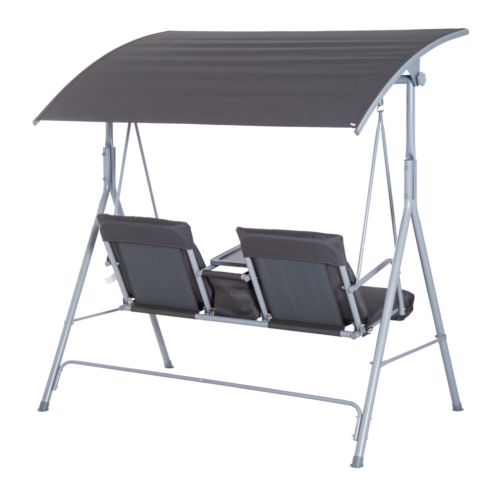 Patio Chairs, Swings & Benches Outdoor Swing Chair Canopy With 2 Person Gray Steel Outdoor Swings (Photo 24 of 25)