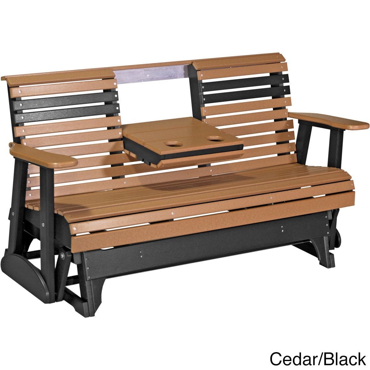 Poly Outdoor 5 Foot Rollback Glider Bench | Chairs | Patio In Hardwood Porch Glider Benches (Photo 15 of 25)