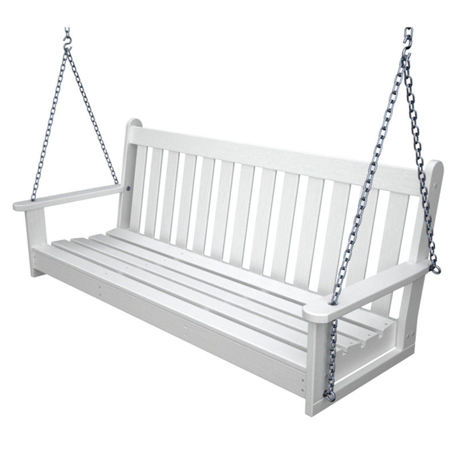 Polywoodâ® Vineyard Recycled Plastic 5 Ft. Porch Swing White Intended For Vineyard 2 Person Black Recycled Plastic Outdoor Swings (Photo 2 of 25)