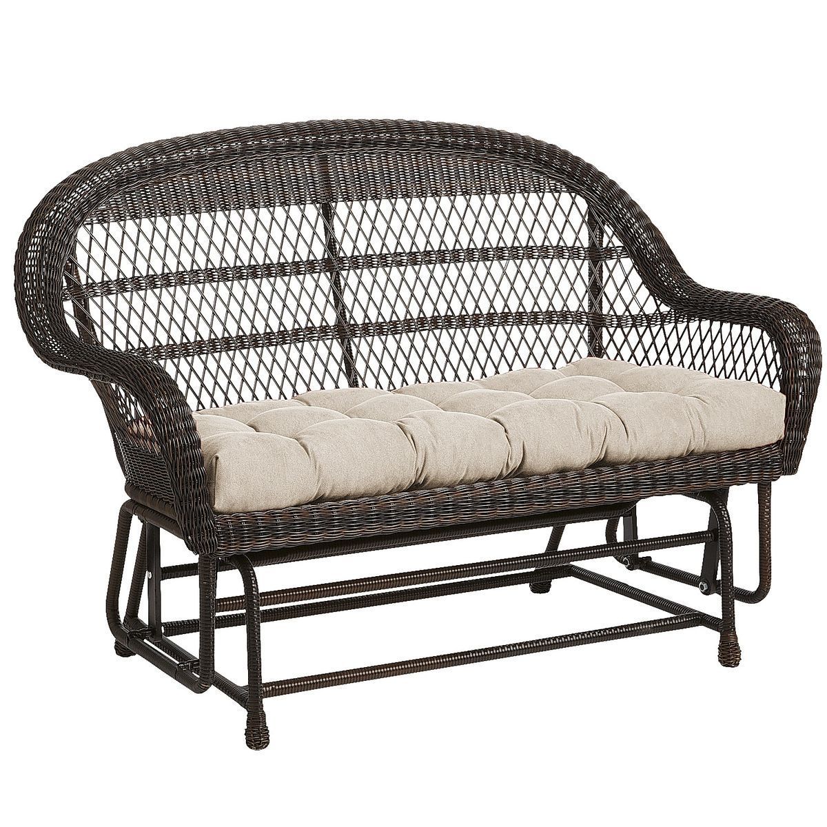 Santa Barbara Glider Settee – Mocha | Pier 1 Imports Within Speckled Glider Benches (View 14 of 25)