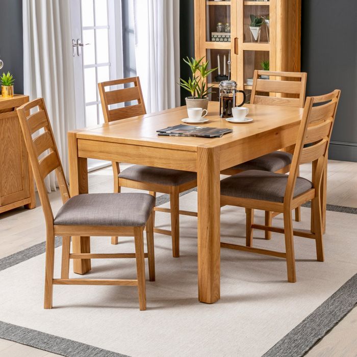 Scandi Oak Medium Dining Table With 4 Dining Chairs Set For Medium Dining Tables (View 22 of 25)