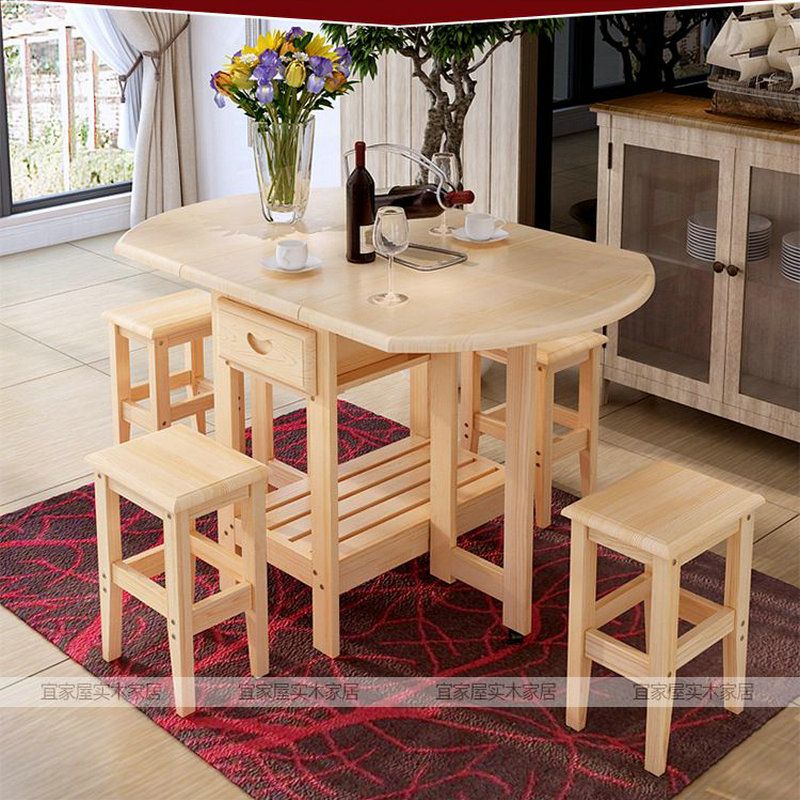 Solid Pine Wood Semi Circle Fold Able Coffee Dining Table With Regard To Solid Wood Circular Dining Tables White (Photo 15 of 25)