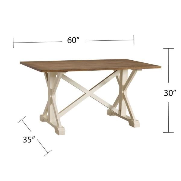 Southern Enterprises Massa Farmhouse Dining Table Hd530383 Throughout Distressed Walnut And Black Finish Wood Modern Country Dining Tables (View 21 of 25)