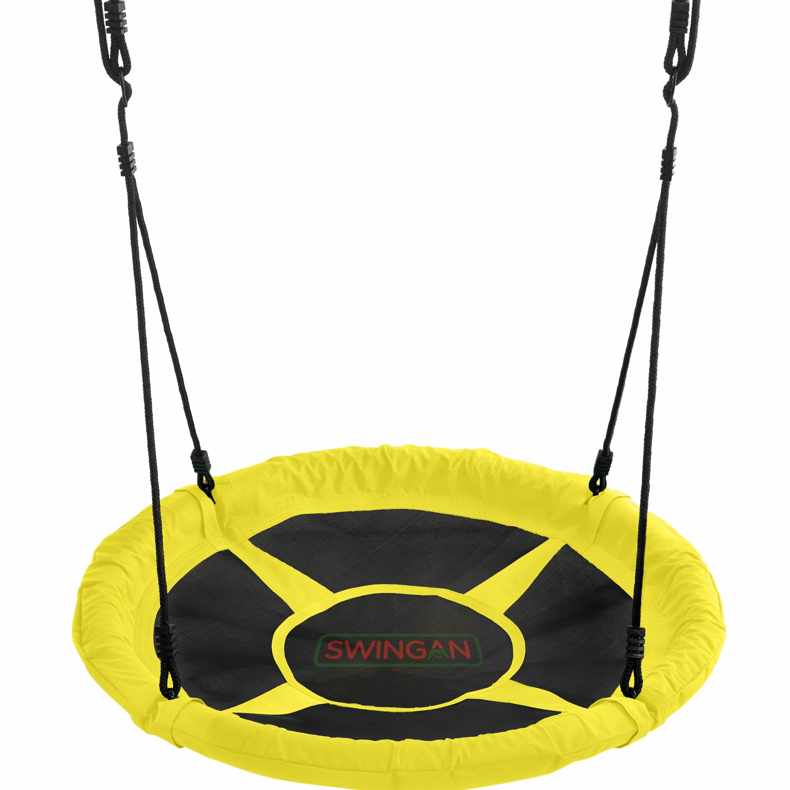 Swingan – 37.5 Super Fun Nest Swing With Adjustable Ropes – Solid Fabric  Seat Design – Yellow Within Nest Swings With Adjustable Ropes (Photo 8 of 25)
