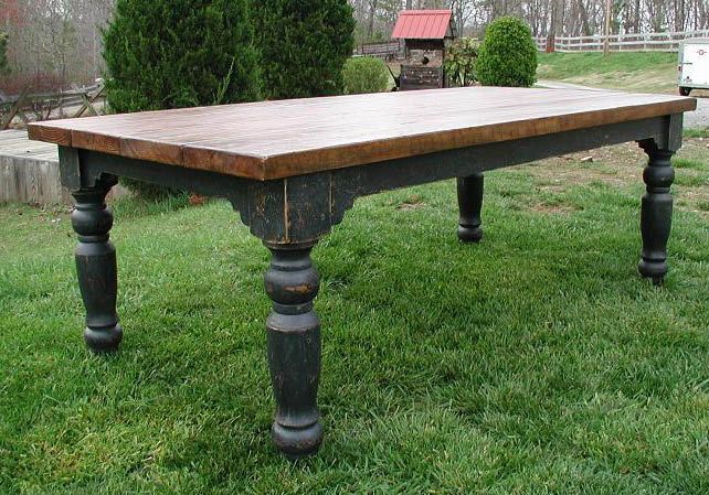 The Louden Stockton Farm Table In Black Rustic Distressed With Distressed Walnut And Black Finish Wood Modern Country Dining Tables (View 24 of 25)