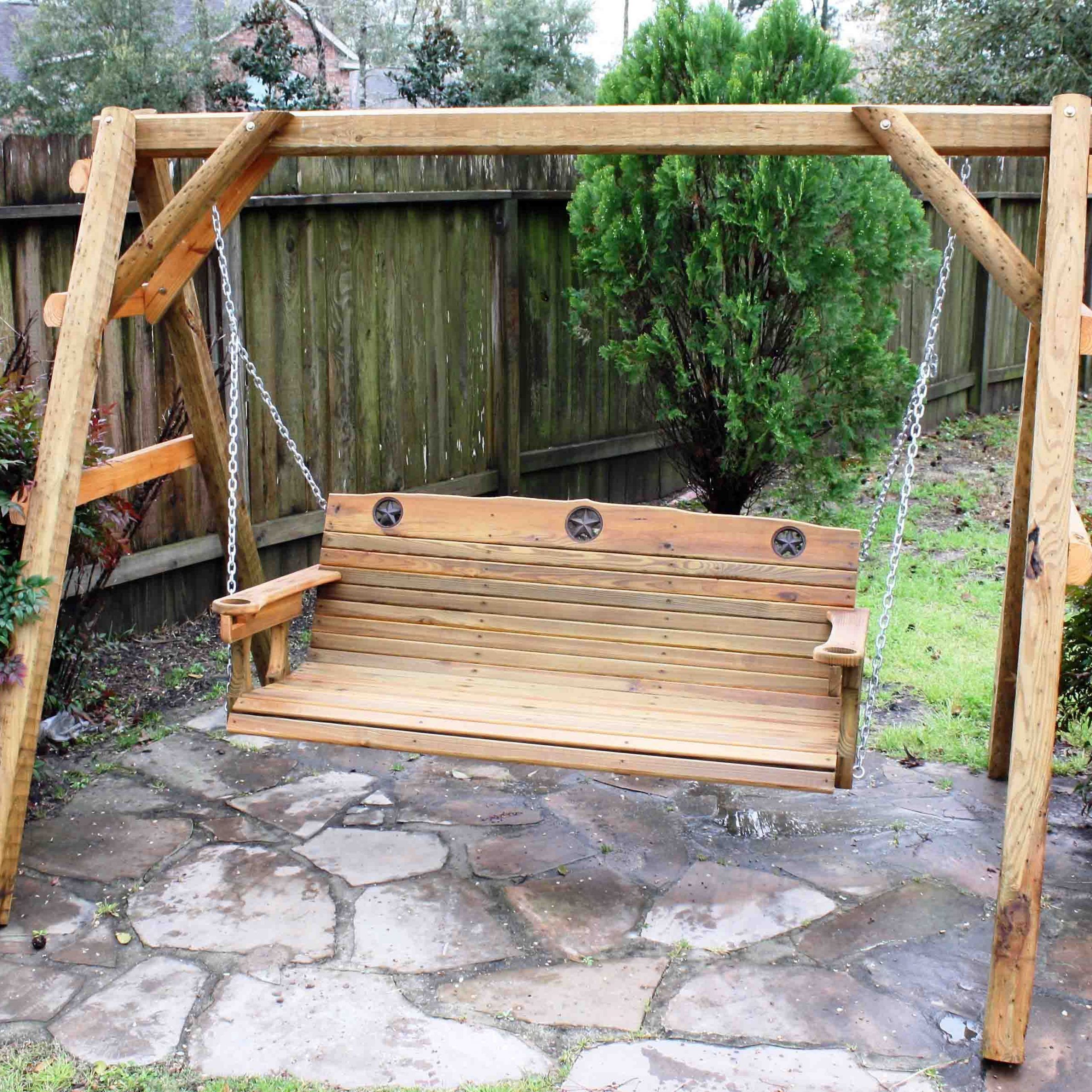 This 5 Ft. Porch Swing Is Made Of Acq Pressure Treated Inside 3 Person Natural Cedar Wood Outdoor Swings (Photo 5 of 25)