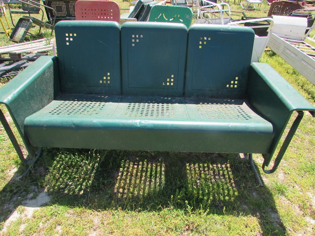 Unrestored Metal 3Seat Vintage Porch Gliders – Vintage Metal With Regard To Metal Retro Glider Benches (View 24 of 25)