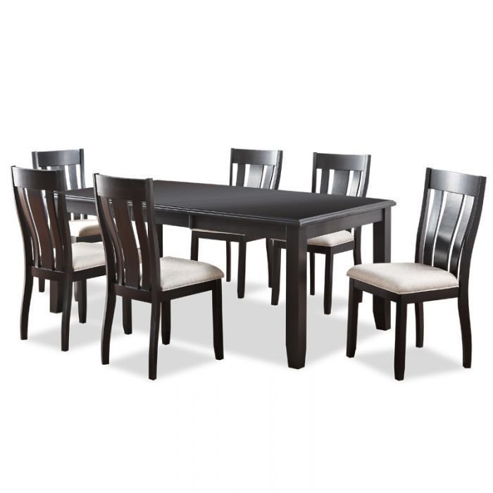 Ventura 7 Piece Contemporary Upholstered Dining Set | Dining For Espresso Finish Wood Classic Design Dining Tables (View 22 of 25)
