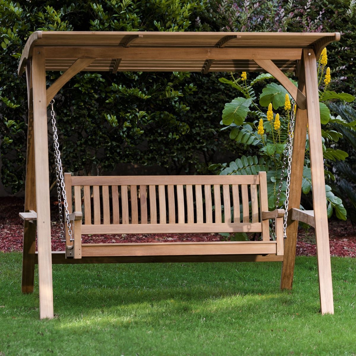 Veranda Swinging Bench With Canopy | Outdoor Garden Bench Within Teak Porch Swings (View 19 of 25)