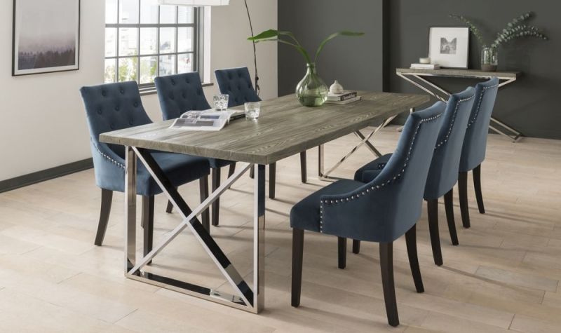 Vida Living Tephra Medium Dining Table – Grey And Chrome Within Medium Dining Tables (View 25 of 25)