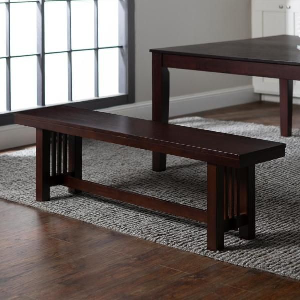 Walker Edison Furniture Company Meridian Cappuccino Bench Regarding Cappuccino Finish Wood Classic Casual Dining Tables (View 17 of 25)