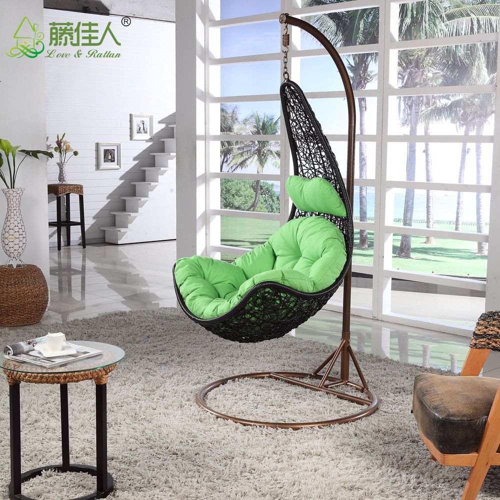 White Patio Garden Wicker Rattan Hanging Egg Swing Chair With Regard To 2 Person Antique Black Iron Outdoor Swings (Photo 20 of 25)
