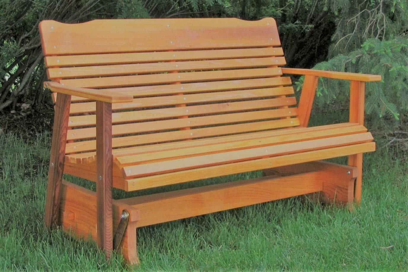 Wood Glider Bench Outdoor Patio Furniture Garden Deck Rocker Porch Amish  Crafted For Outdoor Patio Swing Glider Bench Chair S (Photo 7 of 25)