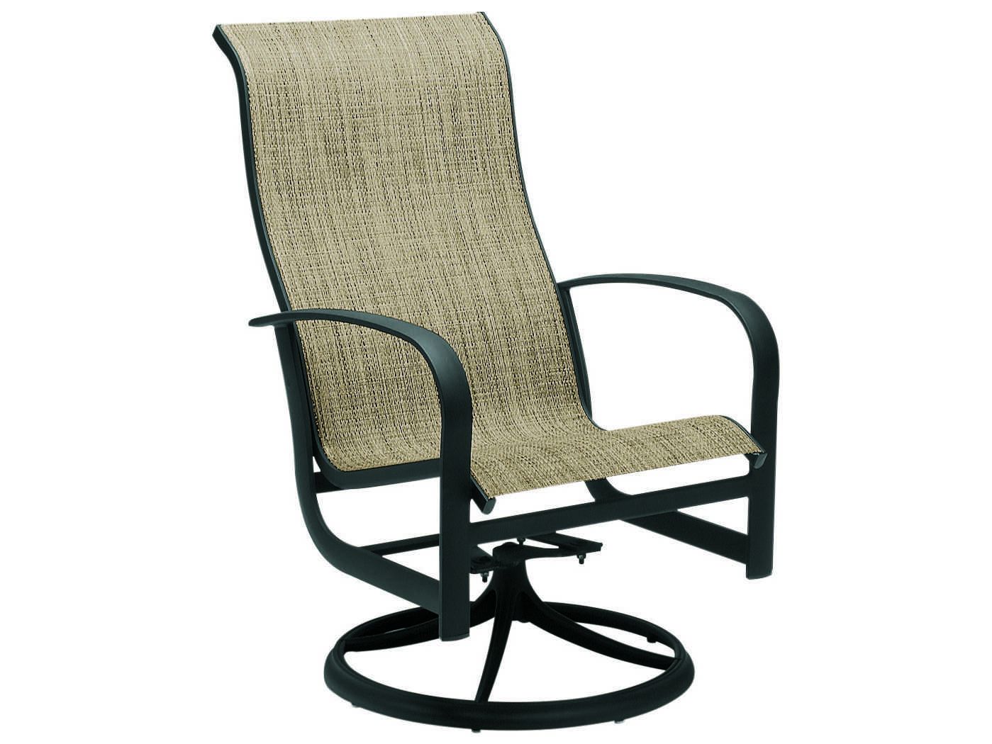 Woodard Fremont Sling Aluminum High Back Swivel Rocker Pertaining To Sling High Back Swivel Chairs (View 7 of 25)