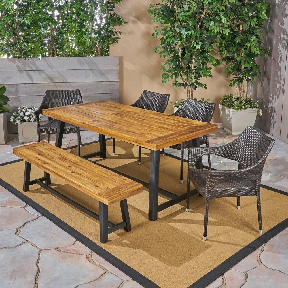 70.75 – Patio Dining Sets – Patio Dining Furniture – The Throughout Brecken Teak Garden Benches (Photo 20 of 25)