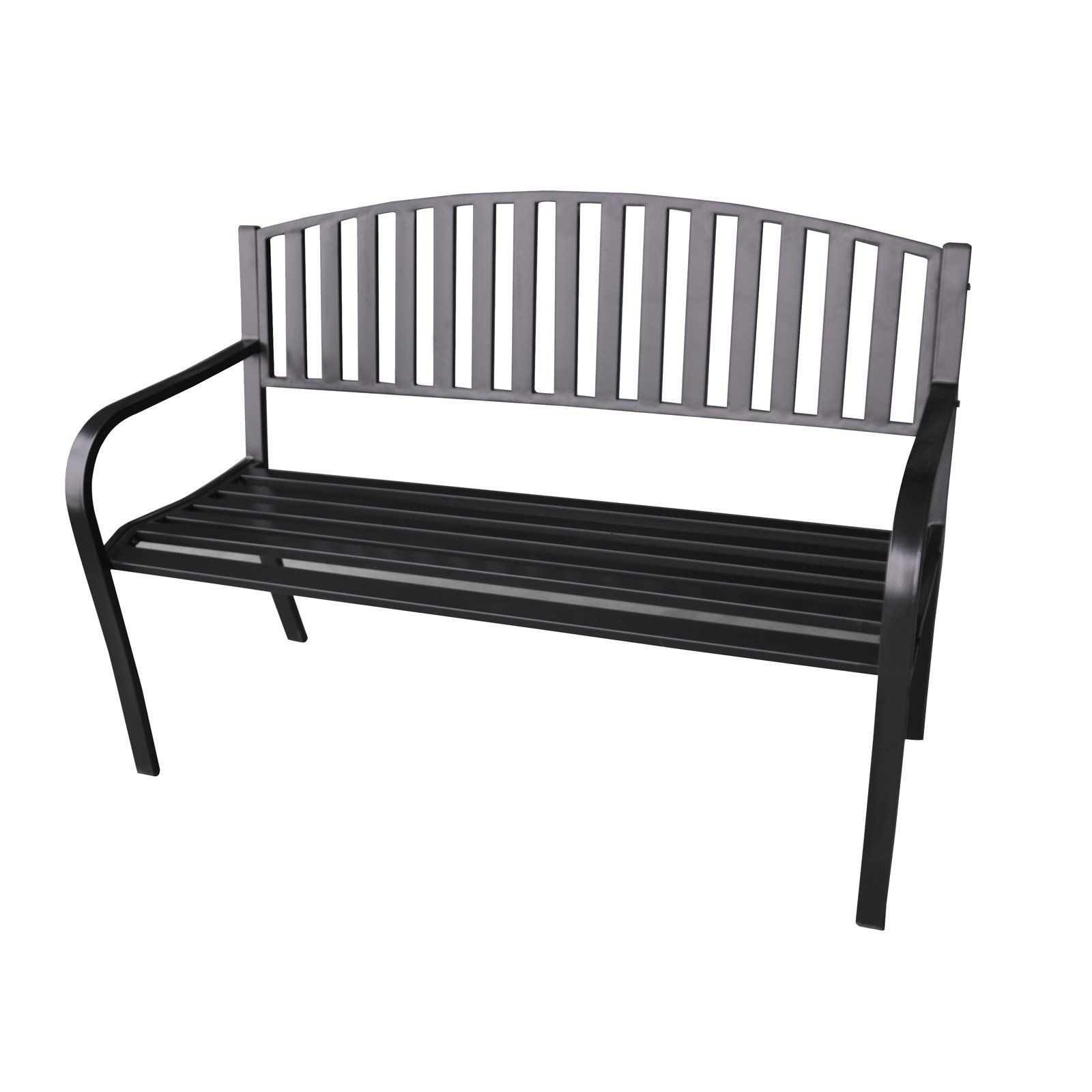Abble Steel Slat Back Garden Bench – Black In 2020 | Patio Throughout Pettit Steel Garden Benches (View 7 of 25)