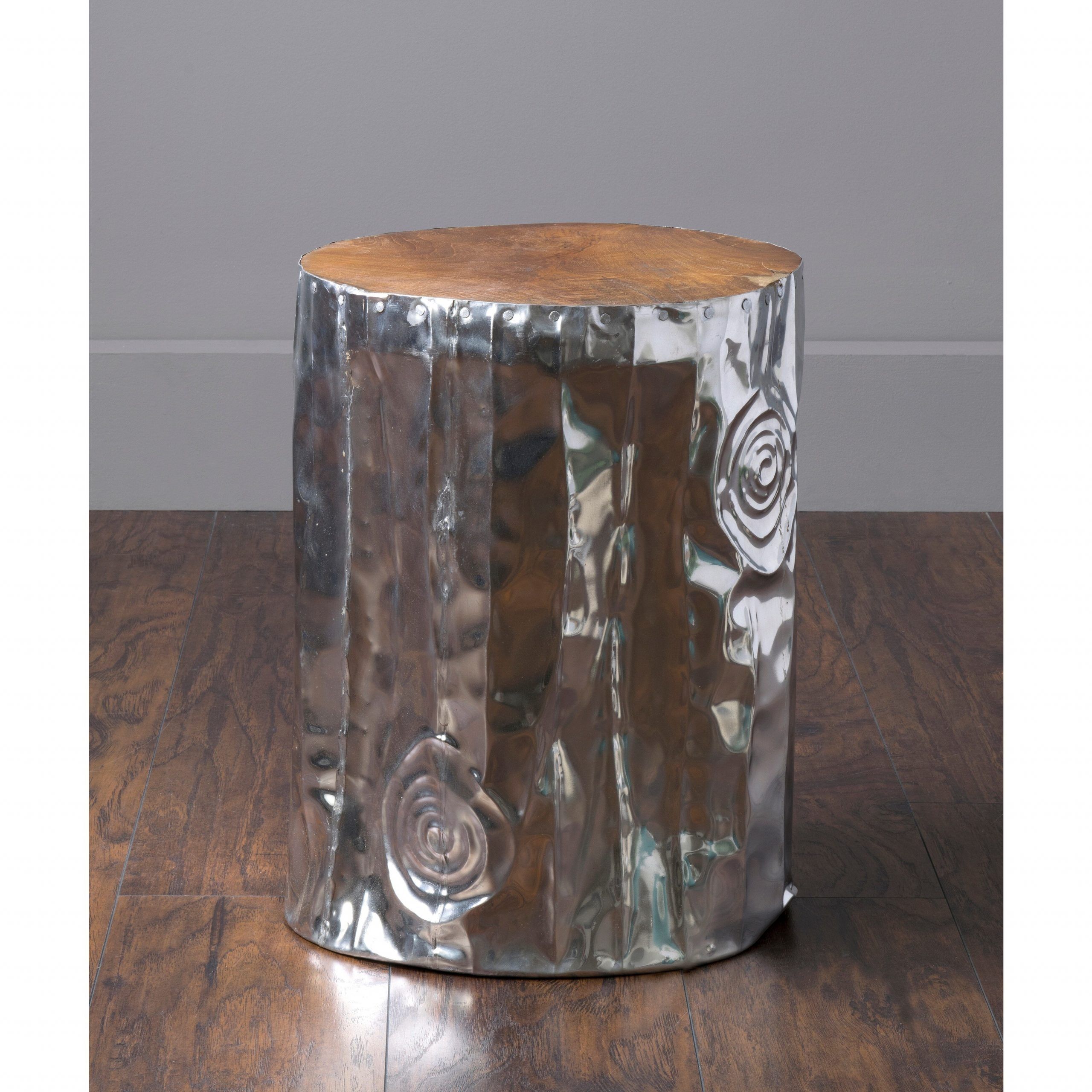 East At Main'S Stanwood Modern Silver Tempered Drum Stool Pertaining To Standwood Metal Garden Stools (View 12 of 25)
