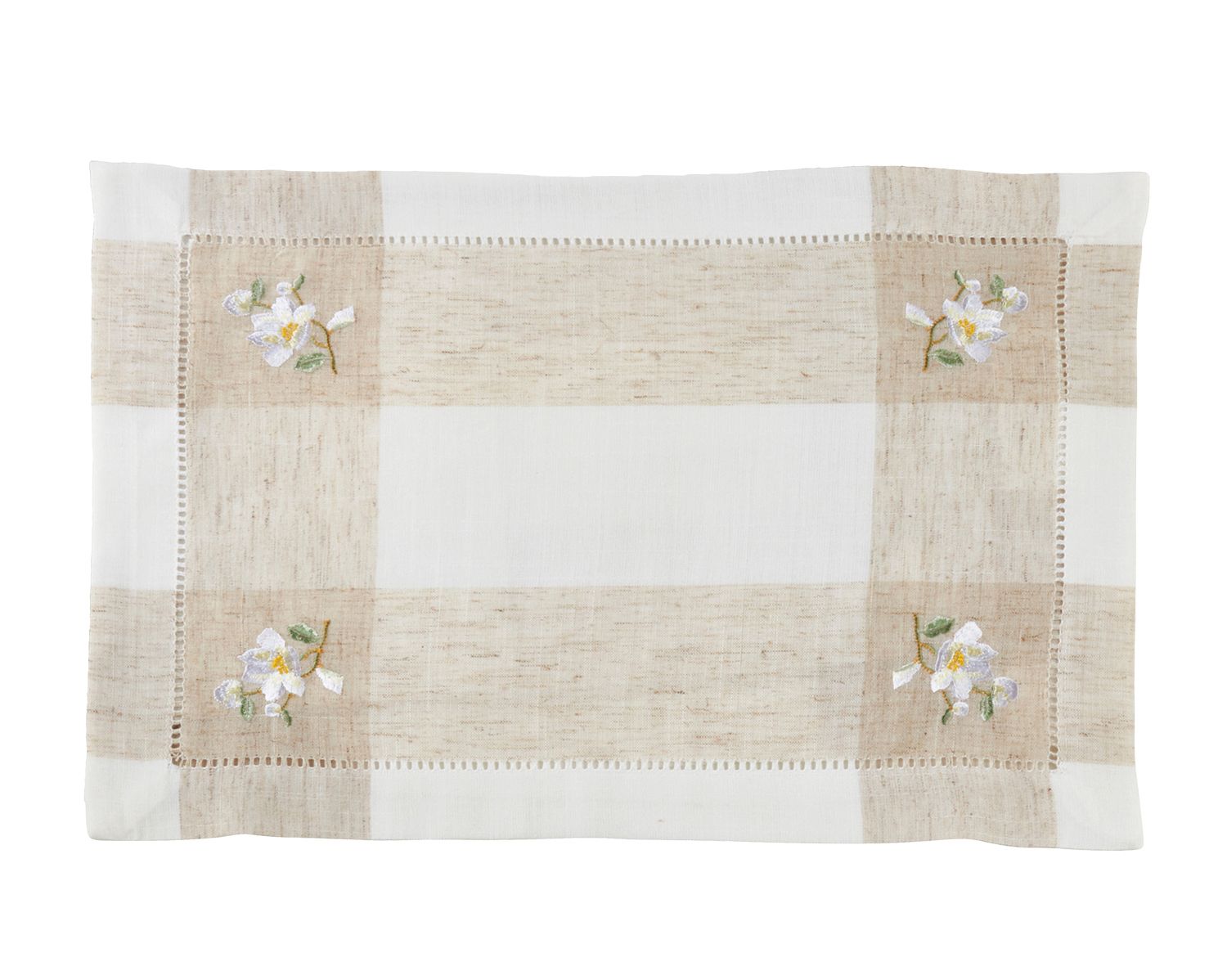 Fennco Styles Hommage Brodé Collection Cottage Magnolia Embroidery  Hemstitch Border Linen Blend 14 X 19 Inch Placemats – Ivory Placemats For  Wedding, Within Brode Ceramic Garden Stools (View 23 of 25)