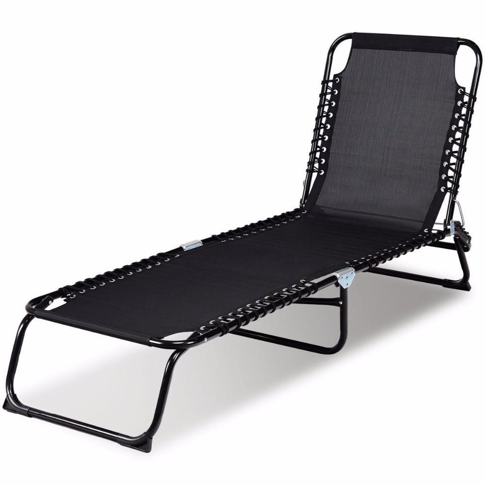 Foldable Patio Camping Cot Chaise Lounge Chair | Patio Regarding Krystal Ergonomic Metal Garden Benches (Photo 17 of 25)