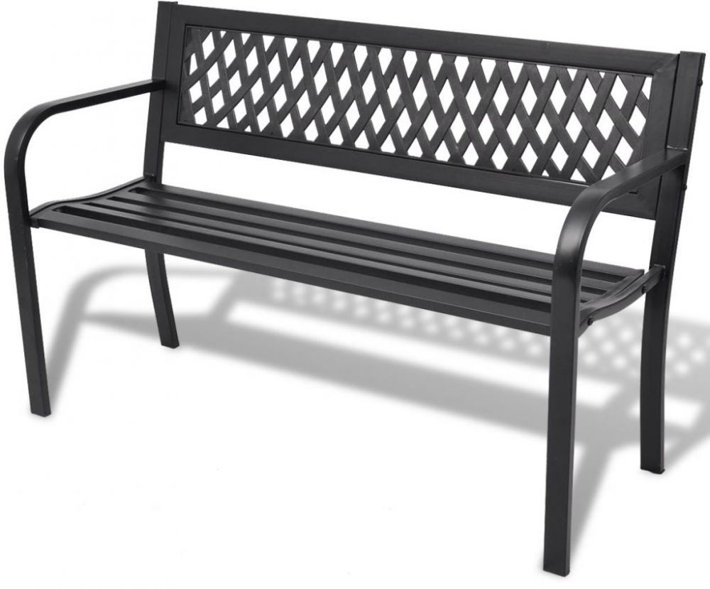 H4Home Outdoor Metal Bench Black | H4Home Furnitures | Metal With Alvah Slatted Cast Iron And Tubular Steel Garden Benches (View 4 of 25)
