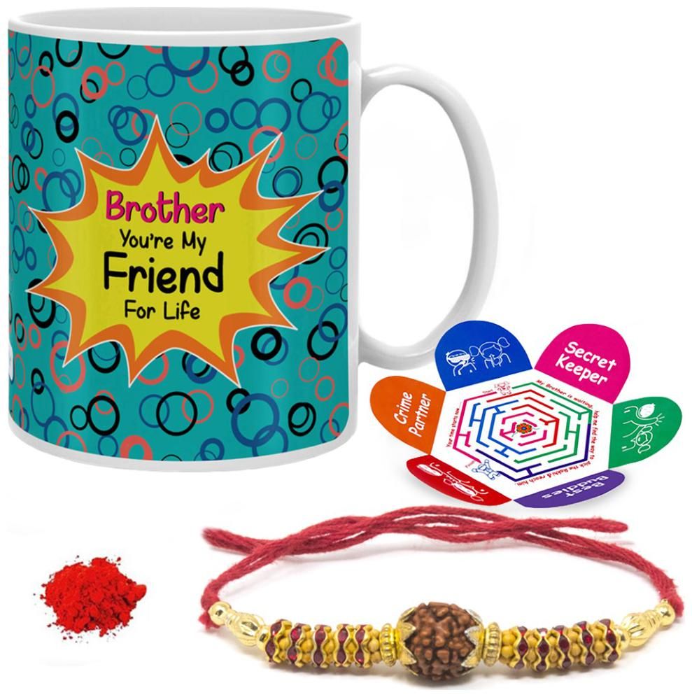 Indigifts Raksha Bandhan Gifts For Brother Ceramic Coffee Mug 330 Ml And  Rakhi For Brother – Rakhi;Greeting Card And Roli Tika With Brode Ceramic Garden Stools (View 14 of 25)