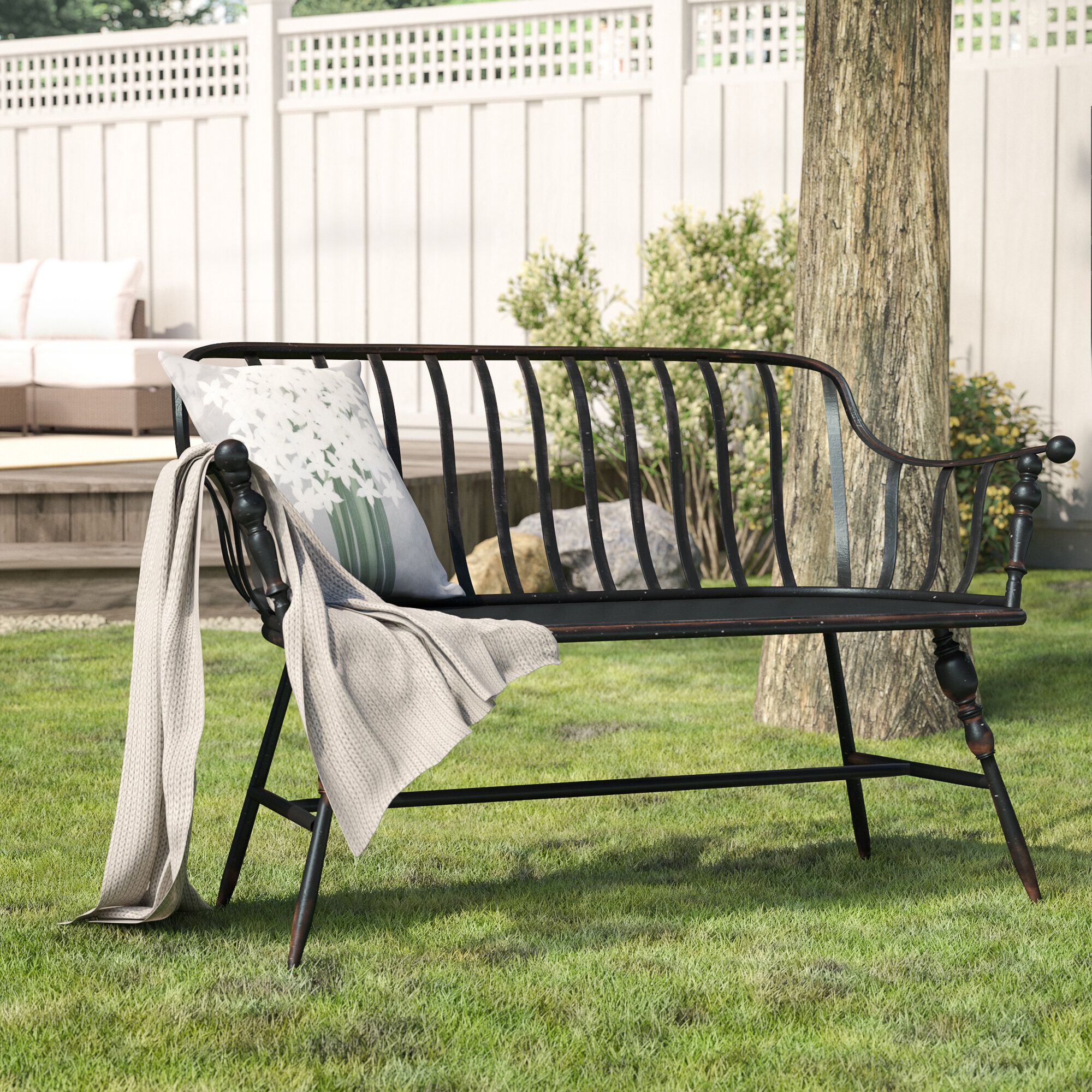 Marchant Metal Garden Bench Within Gehlert Traditional Patio Iron Garden Benches (View 16 of 25)
