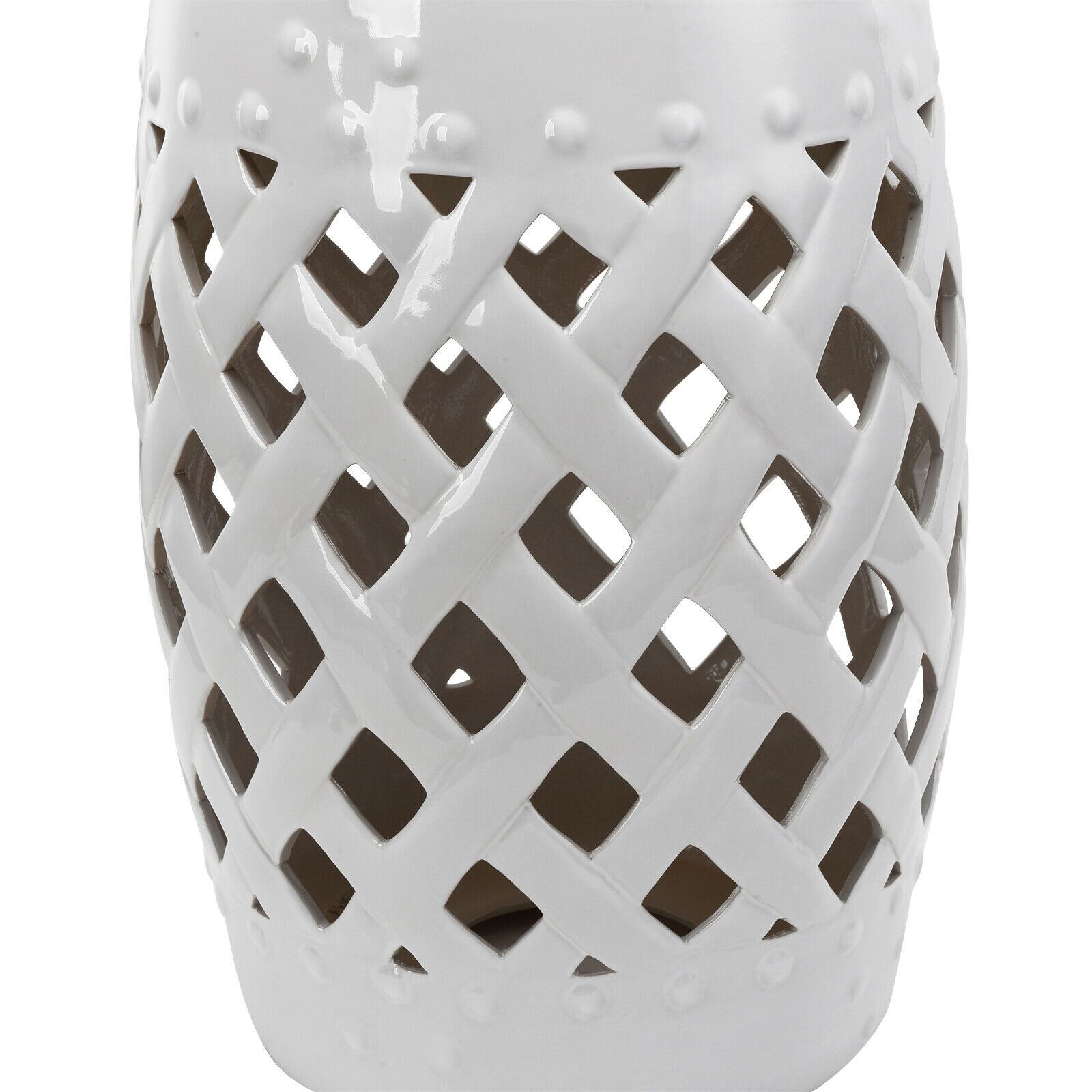 Outsunny Modern Ceramic Lattice Garden Stool Accent Table Decorative White Intended For Standwood Metal Garden Stools (View 25 of 25)