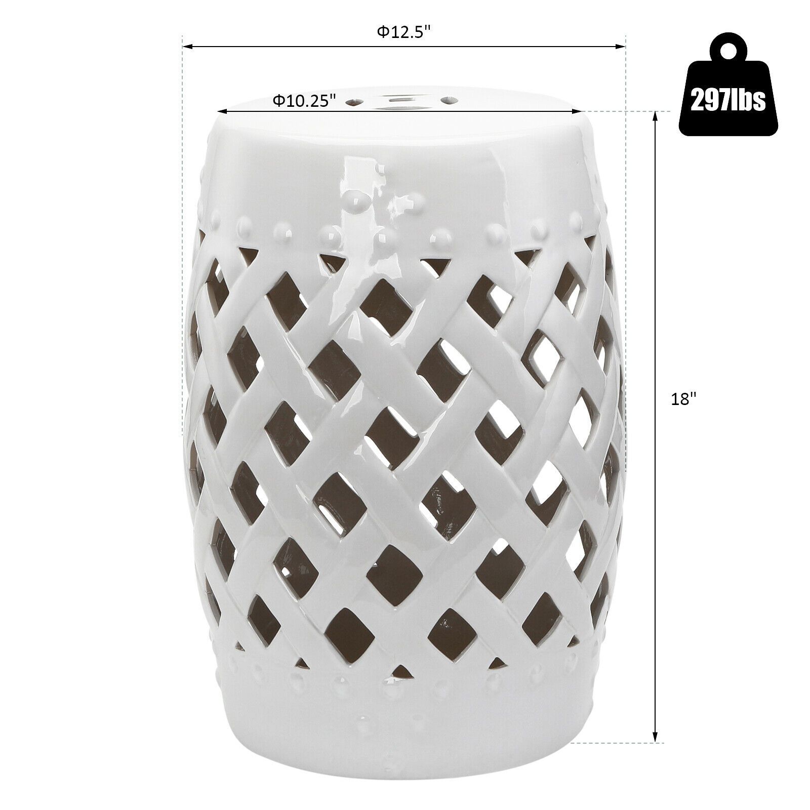 Outsunny Modern Ceramic Lattice Garden Stool Accent Table Decorative White Within Standwood Metal Garden Stools (View 13 of 25)