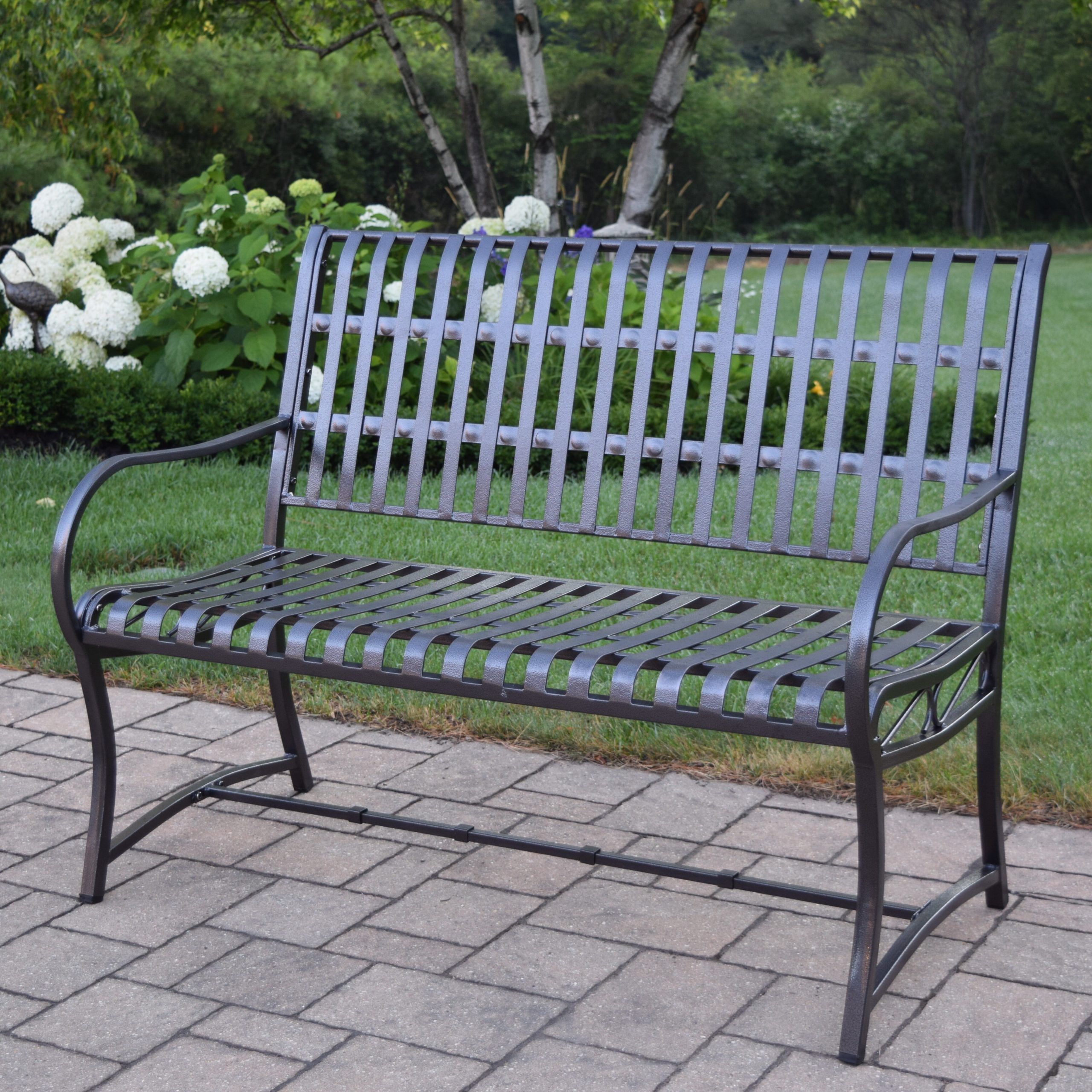 Pabai Iron Garden Bench Regarding Alvah Slatted Cast Iron And Tubular Steel Garden Benches (View 15 of 25)