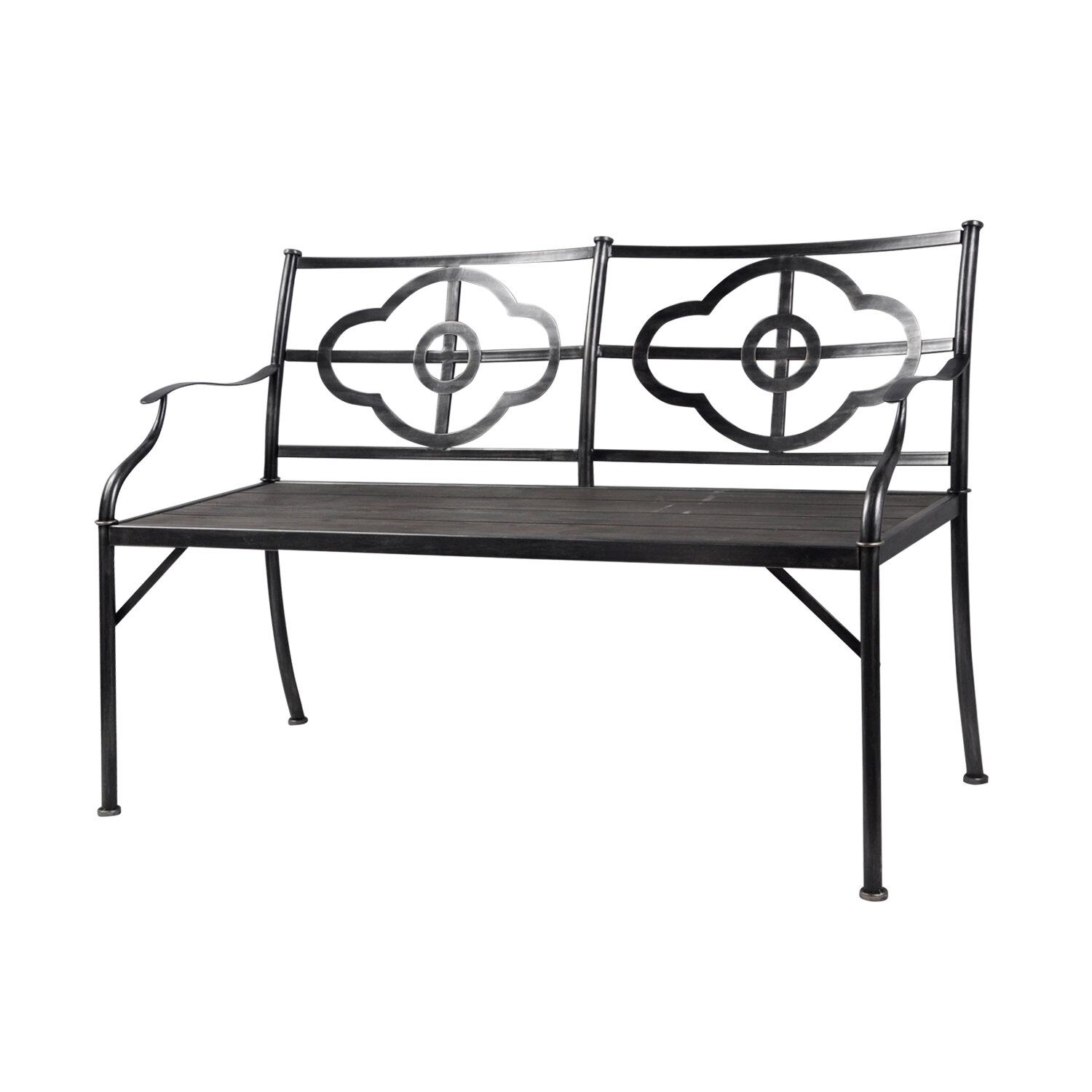 Phaedra Clover Wood/Metal Garden Bench Intended For Ossu Iron Picnic Benches (Photo 17 of 25)