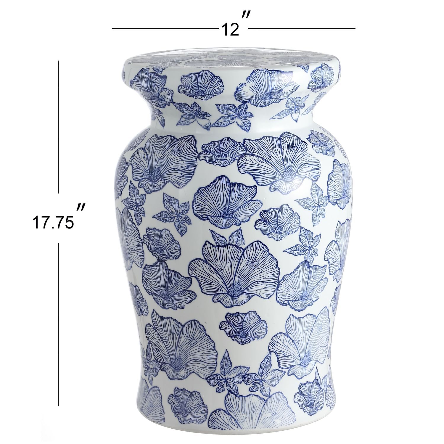 Poppies 17.7" Ceramic Garden Stool, White/Blue – Jonathan Y With Canarsie Ceramic Garden Stools (Photo 21 of 25)