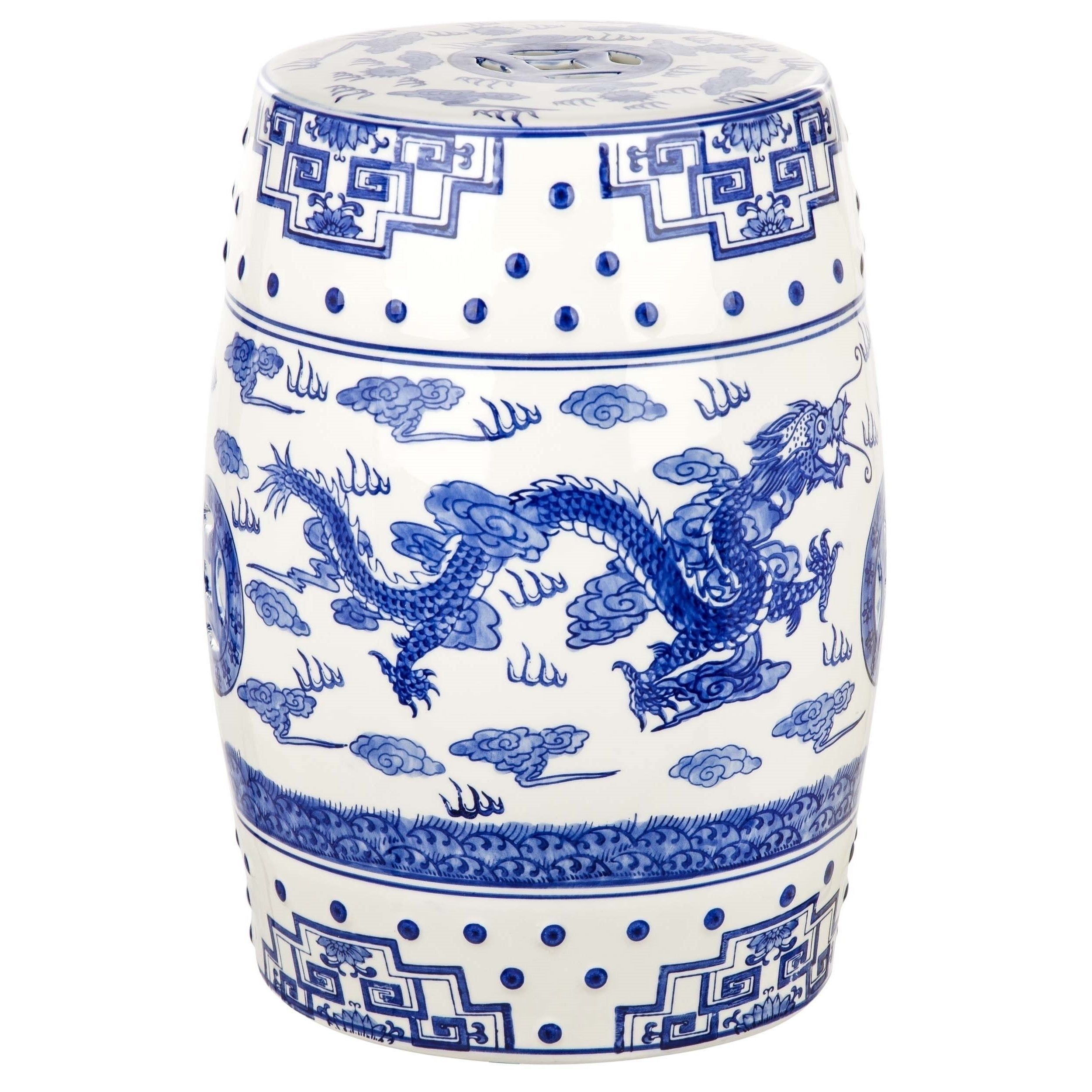 Safavieh Dragon'S Breath Chinoiserie Blue Ceramic Decorative Garden Stool With Ceramic Garden Stools (View 17 of 25)