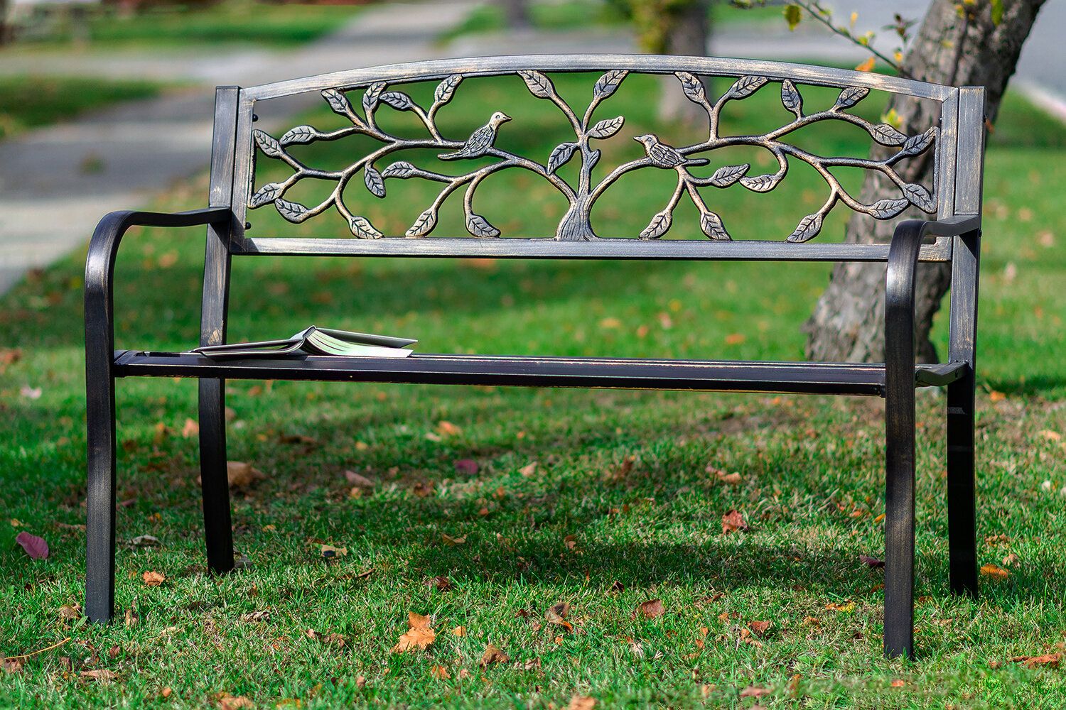 Sharpton Tree Metal Garden Bench With Caryn Colored Butterflies Metal Garden Benches (Photo 12 of 25)