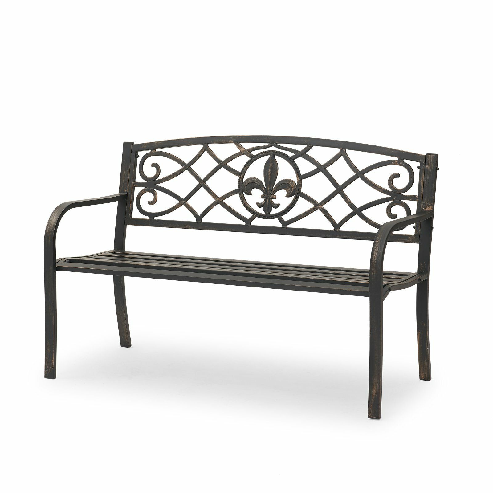Tattnall Royal Curved Metal Park Bench Inside Zev Blue Fish Metal Garden Benches (View 7 of 25)