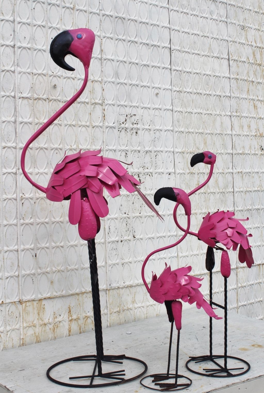 Tin Flamingos & Bird Sculptures – Recycled Metal Birds Throughout Flamingo Metal Garden Benches (View 24 of 25)