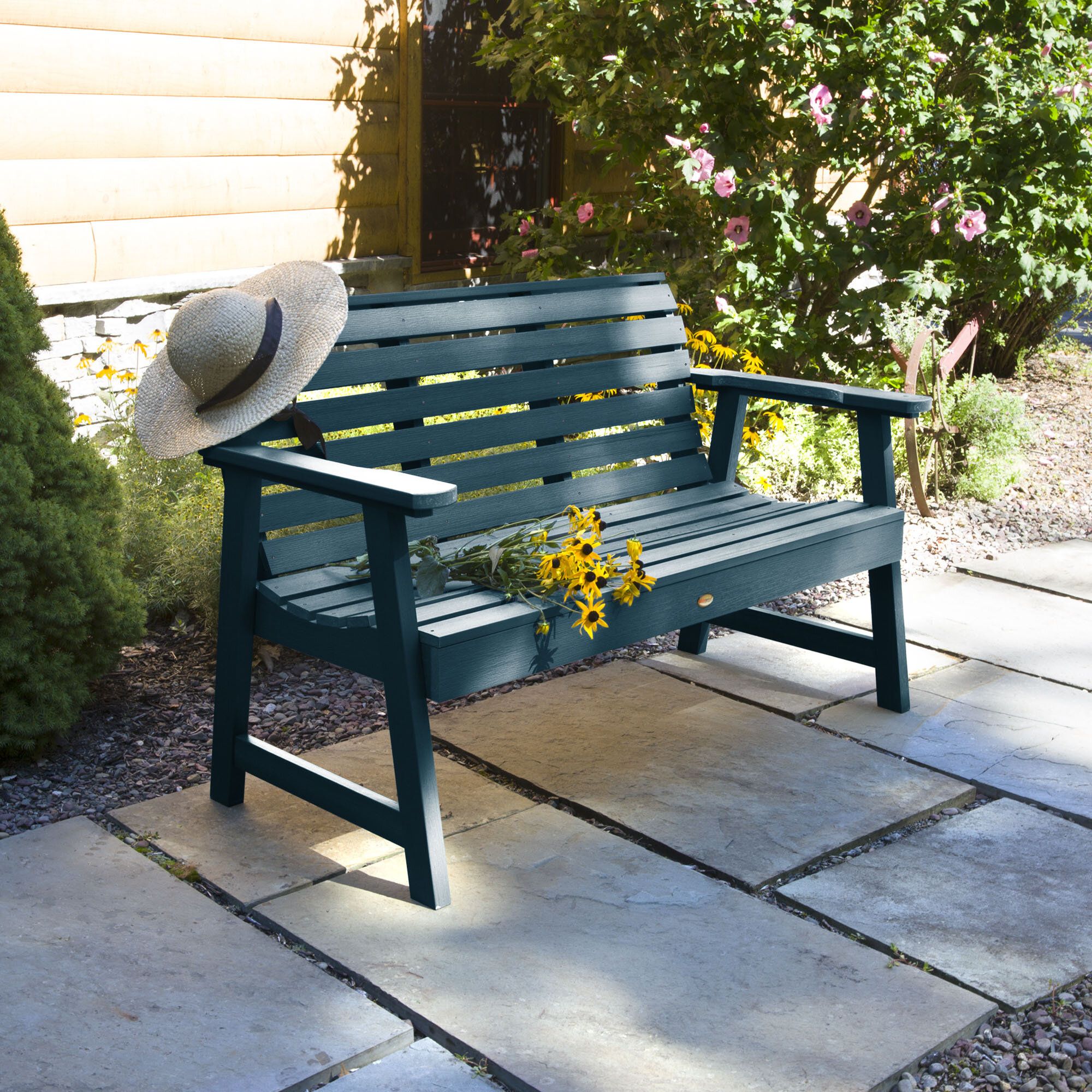 Trigg Synthetic Plastic Garden Bench Intended For Gehlert Traditional Patio Iron Garden Benches (View 19 of 25)
