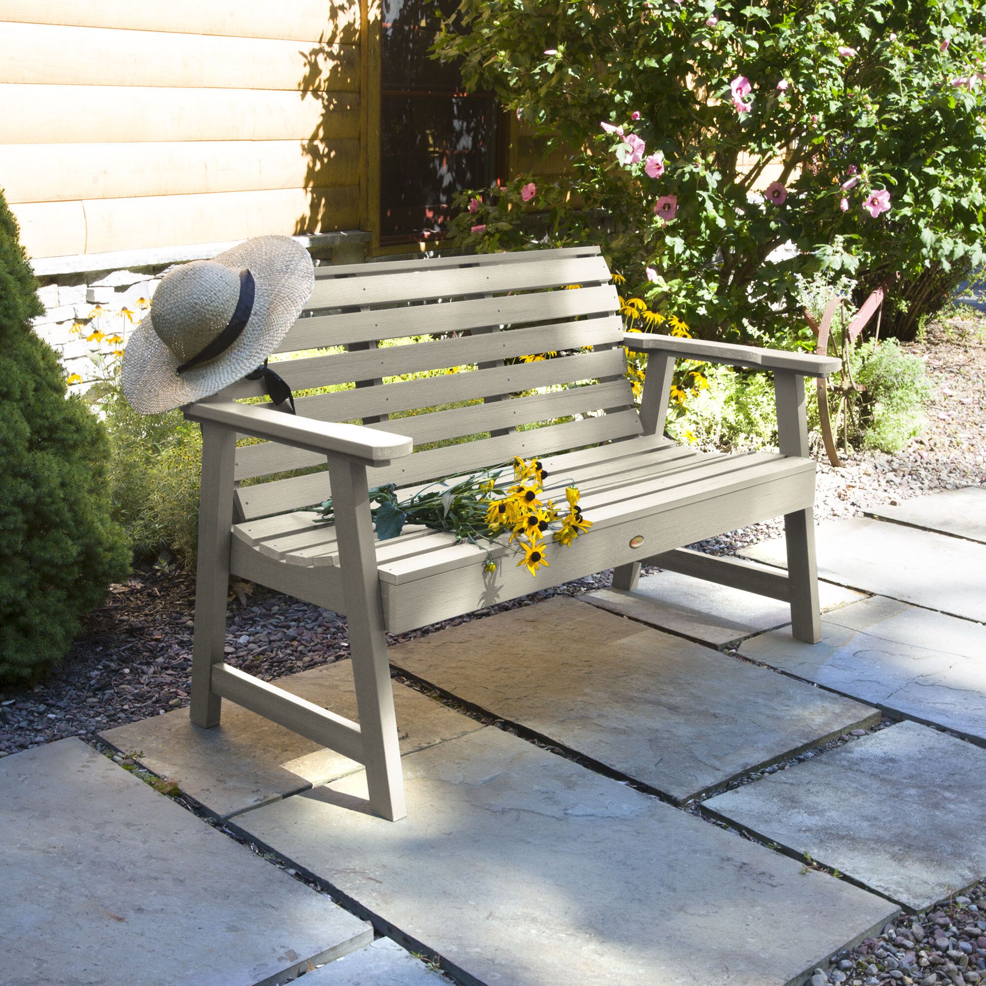 Trigg Synthetic Plastic Garden Bench Throughout Gehlert Traditional Patio Iron Garden Benches (View 22 of 25)