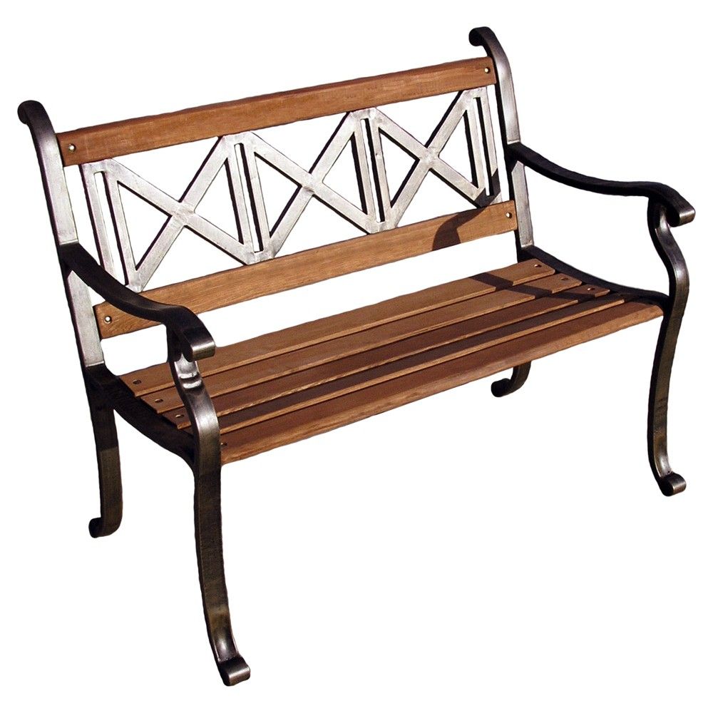 Triple Cross Metal/Wood Patio Bench | Patio Furnishings For Guyapi Garden Benches (Photo 10 of 25)
