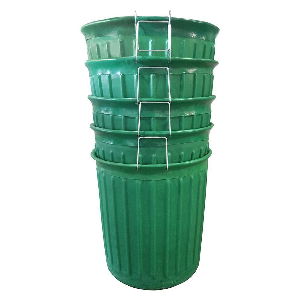 Unbranded 60 Gal. Green Round Carry Barrel Trash Can (5 Pack Regarding Irwin Blossom Garden Stools (Photo 21 of 25)